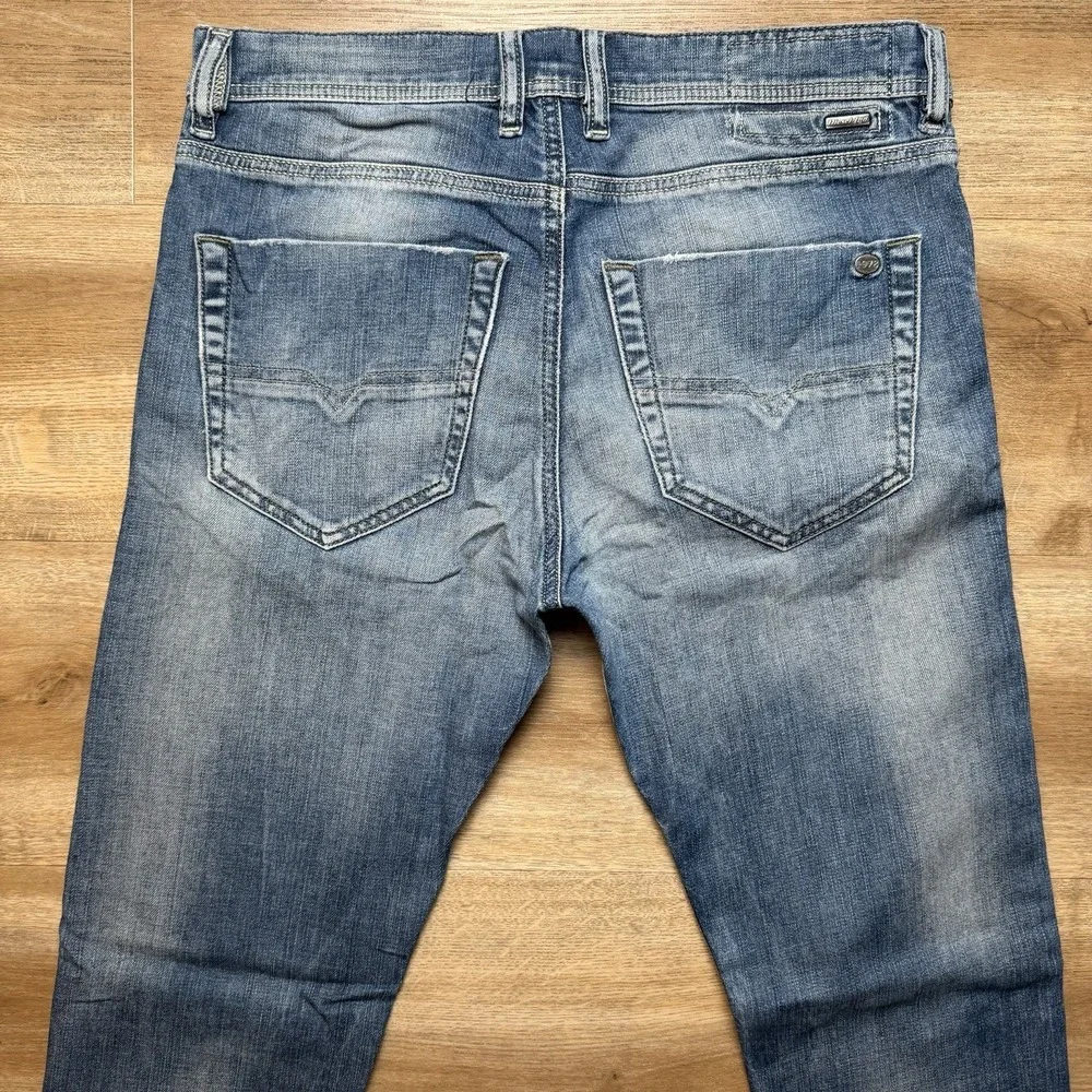 Diesel Tepphar Jeans Mens 29x30 Blue Slim Carrot Stretch Distressed Denim Pants